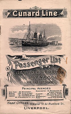 01-FrontCover-250 Cunard Line Passwnger List